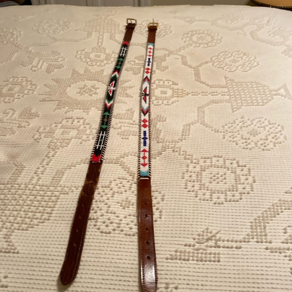 Belts w/beaded appliqués